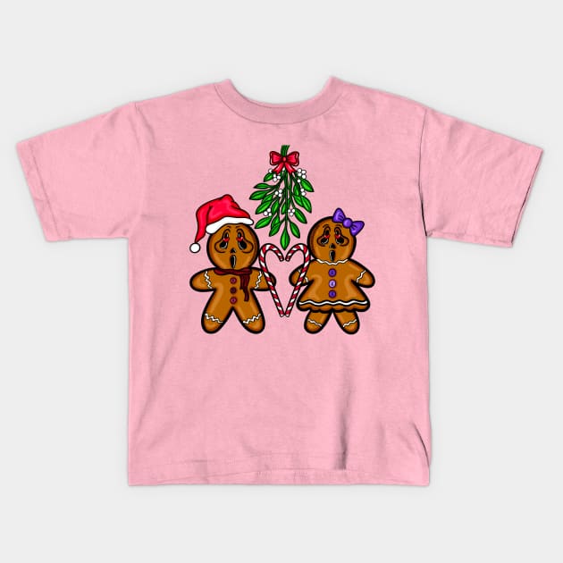 Under The Mistletoe Kids T-Shirt by BreezyArtCollections 